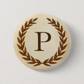 Laurel Wreath op Parchment Monogram Initiaal P Ronde Button 5,7 Cm (Voorkant)