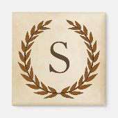 Laurel Wreath op Parchment Monogram Initiaal S Magneet (Voorkant)