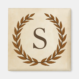 Laurel Wreath op Parchment Monogram Initiaal S Magneet