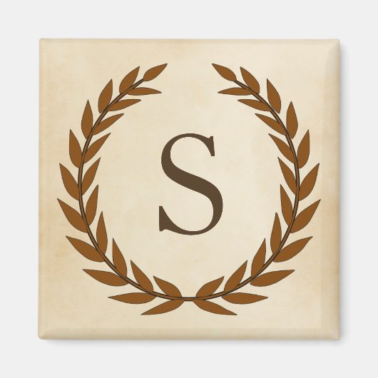 Laurel Wreath op Parchment Monogram Initiaal S Magneet (Voorkant)