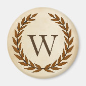 Laurel Wreath op Parchment Monogram Initiaal W Magneet (Voorkant)