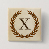 Laurel Wreath op Parchment Monogram Initiaal X Vierkante Button 5,1 Cm (Voorkant)