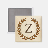 Laurel Wreath op Parchment Monogram Initiaal Z Magneet (Voorkant / Achterkant)