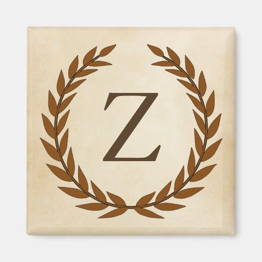 Laurel Wreath op Parchment Monogram Initiaal Z Magneet (Voorkant)