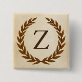 Laurel Wreath op Parchment Monogram Initiaal Z Vierkante Button 5,1 Cm (Voorkant)
