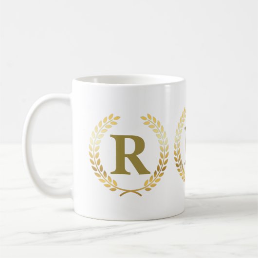 Laurel Wreath Personalized Faux Goldleaf Mok (Links)