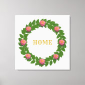 Laurel Wreath & Roze Roses Canvas Afdruk (Voorkant)