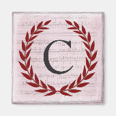 Laurel Wreath Sheet Music Monogram Initiaal C Magneet (Voorkant)