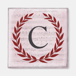 Laurel Wreath Sheet Music Monogram Initiaal C Magneet