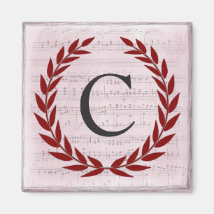 Laurel Wreath Sheet Music Monogram Initiaal C Magneet