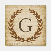Laurel Wreath Sheet Music Monogram Initiaal G Magneet (Voorkant)
