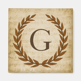 Laurel Wreath Sheet Music Monogram Initiaal G Magneet