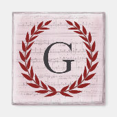 Laurel Wreath Sheet Music Monogram Initiaal G Magneet (Voorkant)
