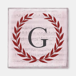 Laurel Wreath Sheet Music Monogram Initiaal G Magneet