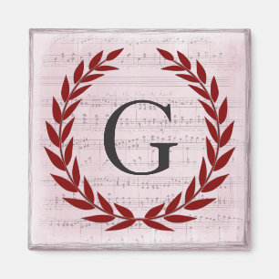 Laurel Wreath Sheet Music Monogram Initiaal G Magneet