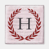 Laurel Wreath Sheet Music Monogram Initiaal H Magneet (Voorkant)
