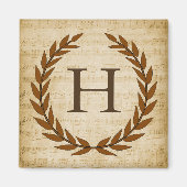 Laurel Wreath Sheet Music Monogram Initiaal H Magneet (Voorkant)