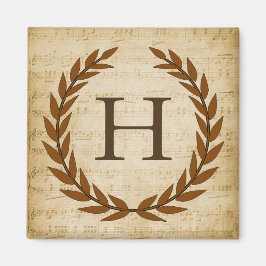 Laurel Wreath Sheet Music Monogram Initiaal H Magneet