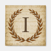 Laurel Wreath Sheet Music Monogram Initiaal I Magneet (Voorkant)