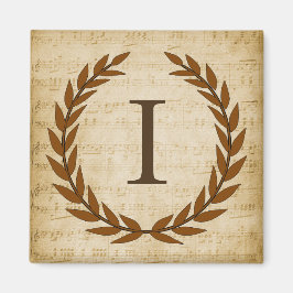 Laurel Wreath Sheet Music Monogram Initiaal I Magneet