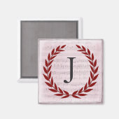 Laurel Wreath Sheet Music Monogram Initiaal J Magneet (Voorkant / Achterkant)