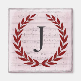 Laurel Wreath Sheet Music Monogram Initiaal J Magneet