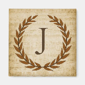 Laurel Wreath Sheet Music Monogram Initiaal J Magneet (Voorkant)