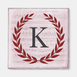 Laurel Wreath Sheet Music Monogram Initiaal K Magneet