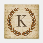 Laurel Wreath Sheet Music Monogram Initiaal K Magneet (Voorkant)