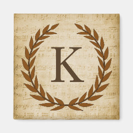 Laurel Wreath Sheet Music Monogram Initiaal K Magneet