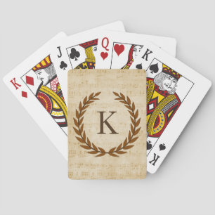 Laurel Wreath Sheet Music Monogram Initiaal K Pokerkaarten