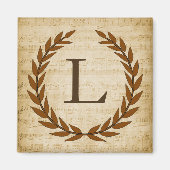 Laurel Wreath Sheet Music Monogram Initiaal L Magneet (Voorkant)