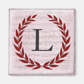 Laurel Wreath Sheet Music Monogram Initiaal L Magneet (Voorkant)
