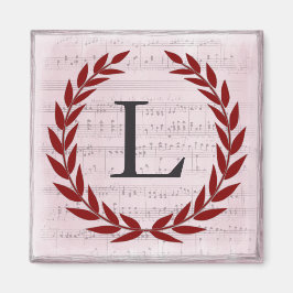 Laurel Wreath Sheet Music Monogram Initiaal L Magneet