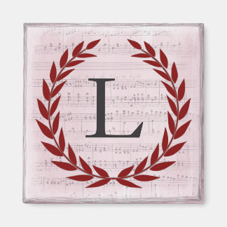 Laurel Wreath Sheet Music Monogram Initiaal L Magneet