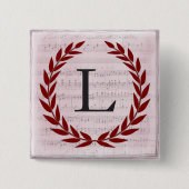 Laurel Wreath Sheet Music Monogram Initiaal L Vierkante Button 5,1 Cm (Voorkant)