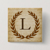 Laurel Wreath Sheet Music Monogram Initiaal L Vierkante Button 5,1 Cm (Voorkant)