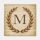 Laurel Wreath Sheet Music Monogram Initiaal M Magneet (Voorkant)
