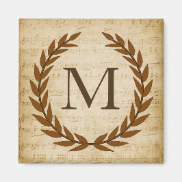 Laurel Wreath Sheet Music Monogram Initiaal M Magneet
