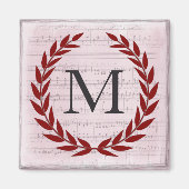 Laurel Wreath Sheet Music Monogram Initiaal M Magneet (Voorkant)