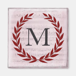 Laurel Wreath Sheet Music Monogram Initiaal M Magneet