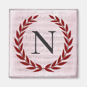 Laurel Wreath Sheet Music Monogram Initiaal N Magneet