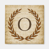 Laurel Wreath Sheet Music Monogram Initiaal O Magneet (Voorkant)