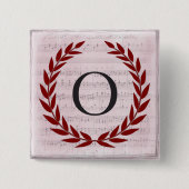 Laurel Wreath Sheet Music Monogram Initiaal O Vierkante Button 5,1 Cm (Voorkant)