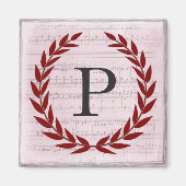 Laurel Wreath Sheet Music Monogram Initiaal P Magneet (Voorkant)