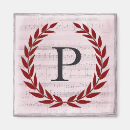 Laurel Wreath Sheet Music Monogram Initiaal P Magneet
