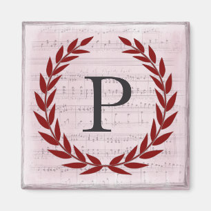 Laurel Wreath Sheet Music Monogram Initiaal P Magneet
