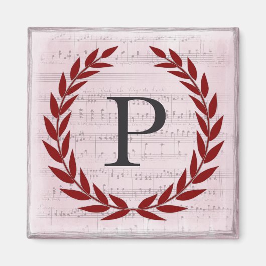 Laurel Wreath Sheet Music Monogram Initiaal P Magneet (Voorkant)