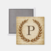 Laurel Wreath Sheet Music Monogram Initiaal P Magneet (Voorkant / Achterkant)