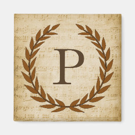 Laurel Wreath Sheet Music Monogram Initiaal P Magneet